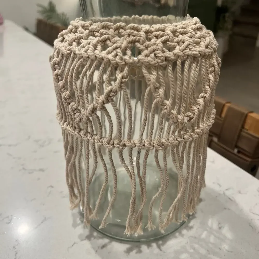 Boho Glass Vase with Macrame